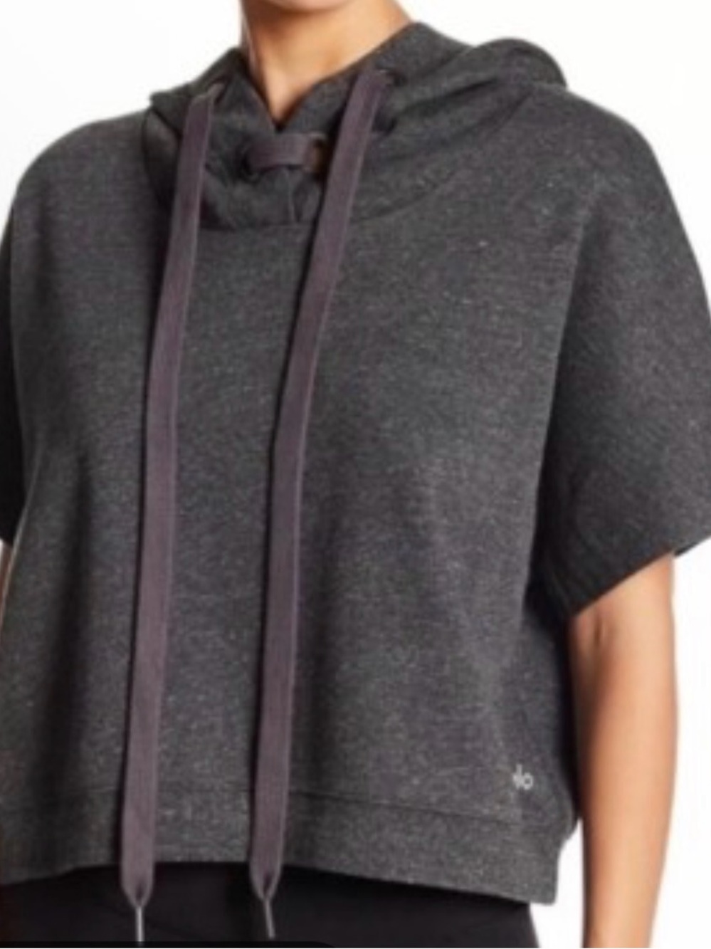 ALO Yoga Realm Lace Up Short Sleeve Cropped Hoodie Size M
